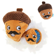 BarkBox montre Monsieur Acorn de face, jouet peluche attractif pour jeu