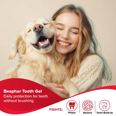 Beaphar Tooth Gel texture du gel en gros plan montrant adhérence et diffusion