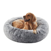 BedStill lit donut gris foncé vue de face, confort pour grand chien