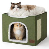 Bedsure vue avant de la maison pour chat montrant design et stabilité