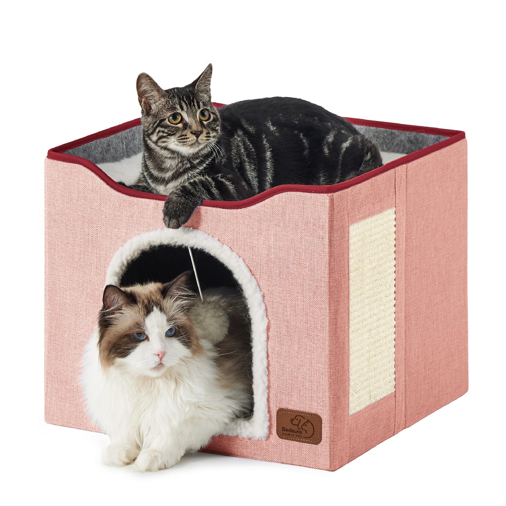 Bedsure vue frontale de la maison pour chat montrant confort et design