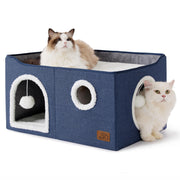 Bedsure maison chat vue avant avec entrée et plateforme, offre un refuge sûr pour repos