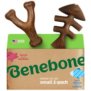 Benebone emballage avant Fishbone et Wishbone montrant le pack double et bénéfice d'occupation