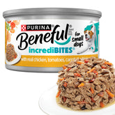 Beneful Purina face avant de la boîte montrant le format 3 oz et praticité