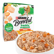 Beneful Purina packaging face montrant ingrédients visibles et praticité