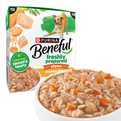 Beneful Purina packaging face montrant ingrédients visibles et praticité