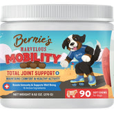 Bernie's bouteille et étiquette montrant nom et bénéfice mobilité