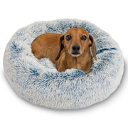 Best Friends by Sheri vue de face du lit donut bleu denim offrant confort