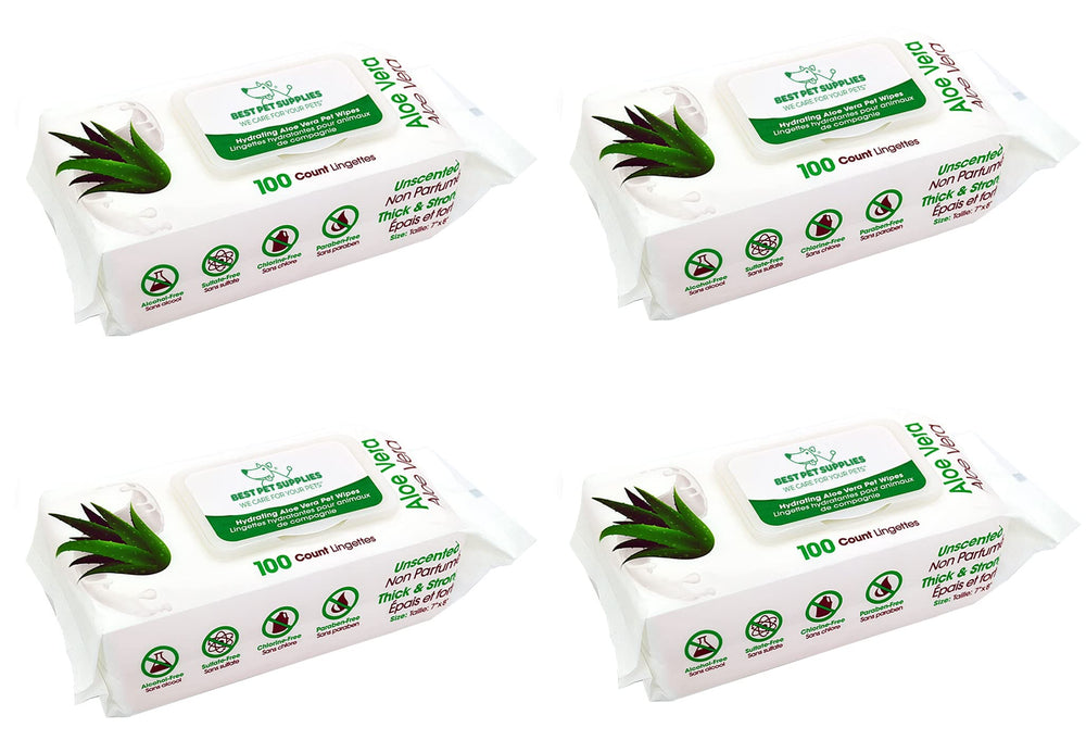 Best Pet Supplies emballage avant montrant 100 lingettes et bénéfice praticité