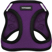 Best Pet Supplies vue avant du harnais violet/ noir montrant la coupe et fermeture