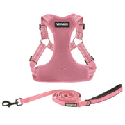 Best Pet Supplies harnais rose face avant montrant un ajustement sûr