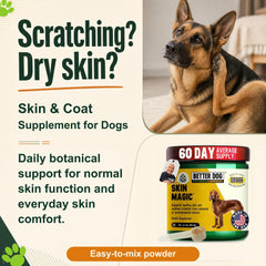 Gros plan sur la poudre Skin Magic Better Dog montrant sa texture fine pour un mélange facile