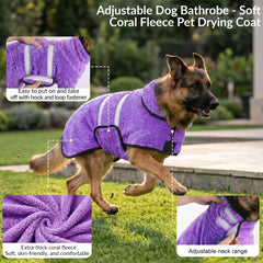 Bienbee chien portant peignoir après bain illustrant séchage facilité