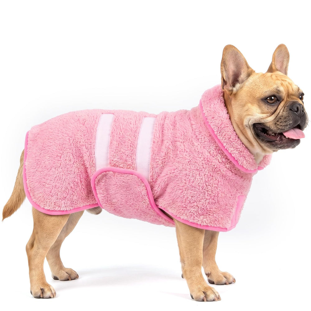 Bienbee peignoir rose taille M vue de face, séchage rapide et maintien sûr