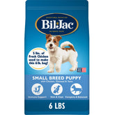 Bil-Jac sac face montrant la recette pour chiots petites races et appétence