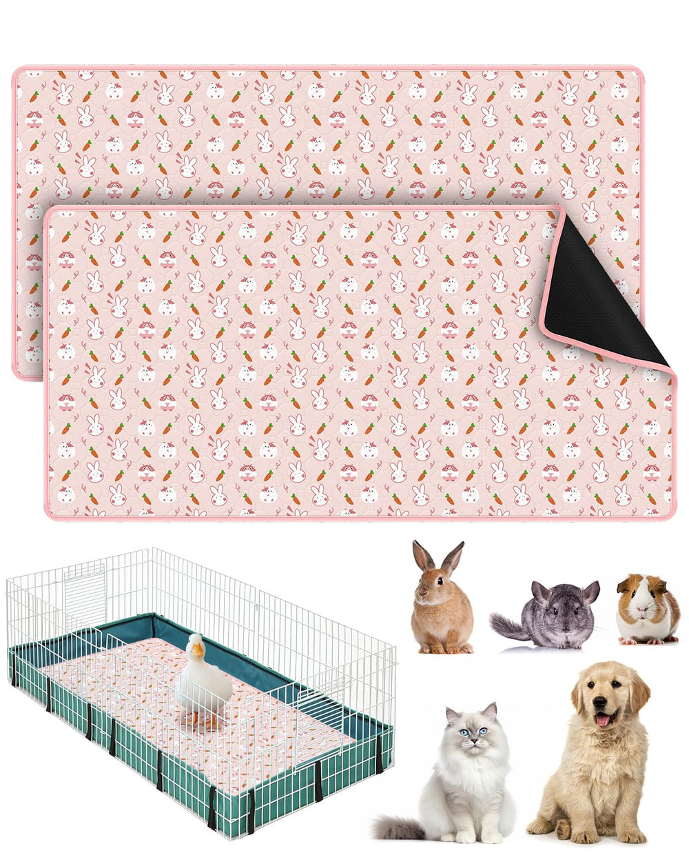 Bissap tapis face avant rose montrant taille et bordure, protège la cage