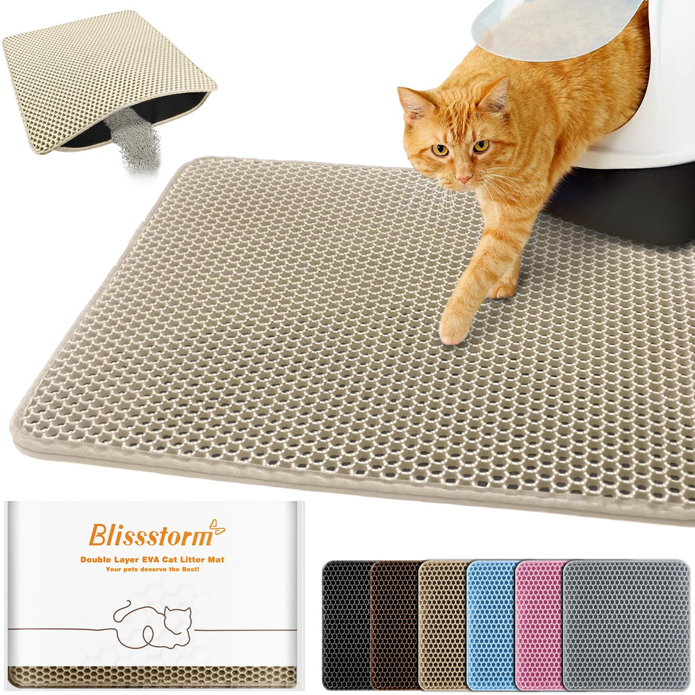 blissstorm vue face du tapis capturant la litière, maintient un sol propre
