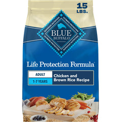 Blue Buffalo emballage avant 15 lb montrant nutrition complète