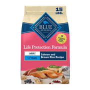 Blue Buffalo emballage avant saumon, présente ingrédients naturels