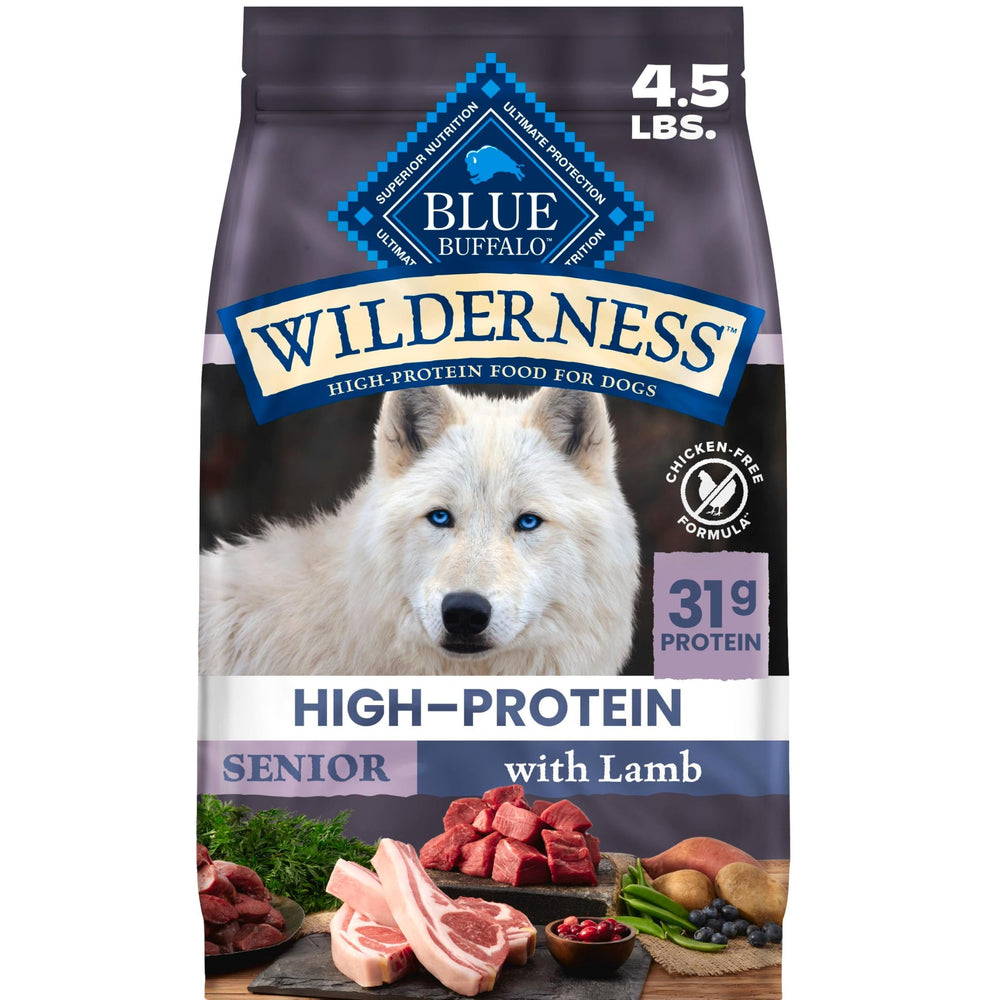 Blue Buffalo emballage avant 4,5 lb montrant produit et avantage nutritionnel