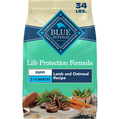Blue Buffalo emballage avant 34 lb montrant bénéfice nutritionnel