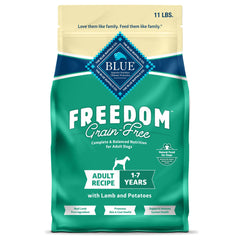 Blue Buffalo sac devant montrant la recette Freedom à l'agneau, confiance nutritionnelle