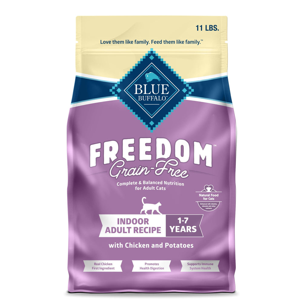 Blue Buffalo sac face montrant la recette Freedom poulet bénéfice nutritionnel