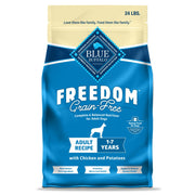 Blue Buffalo sac face avant montrant la recette poulet et avantages nutritionnels