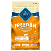 Blue Buffalo emballage 11 lb face montrant bénéfices nutritionnels