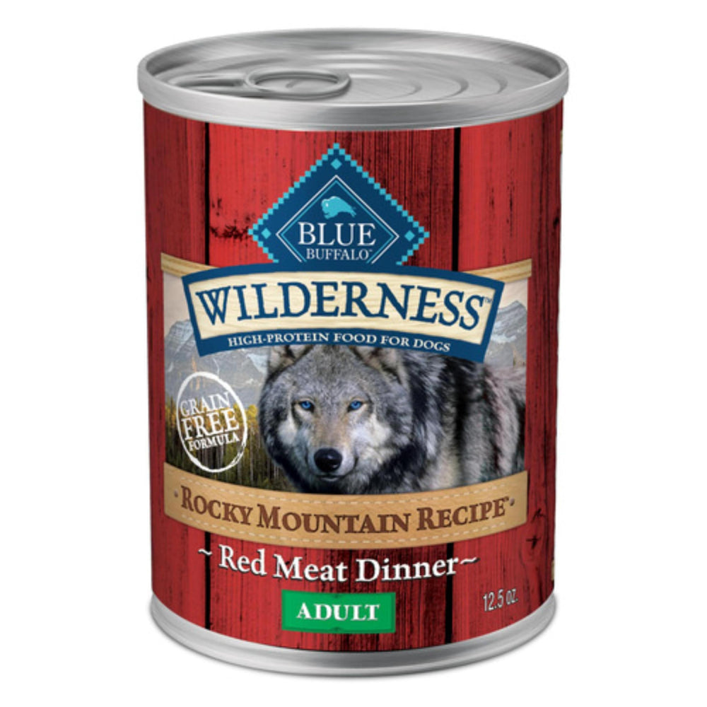 Blue Buffalo packaging avant montrant recette Rocky Mountain et avantage sans céréales