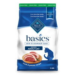 Blue Buffalo emballage face 5 lb montrant ingrédients et bénéfices digestifs