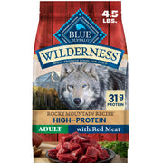 Blue Buffalo paquet avant 4,5 lb montrant formulation riche en protéines