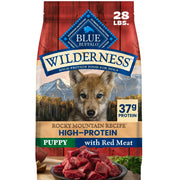 Blue Buffalo paquet avant Rocky Mountain montrant recette et bénéfices nutritifs