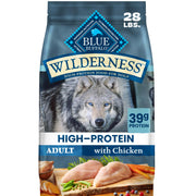 Blue Buffalo paquet avant mettant en valeur vrai poulet et bénéfices nutritionnels