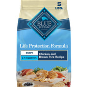 Blue Buffalo paquet avant montrant la formule chiot et bénéfices