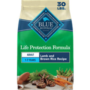 Blue Buffalo sachet avant montrant agneau réel et taille, qualité premium