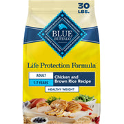 Blue Buffalo sachet face avant montrant la formule Healthy Weight et bénéfice contrôle du poids