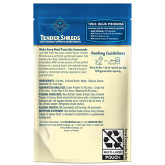 Blue Buffalo sachets en gros plan illustrant portionnement pratique et ouverture facile