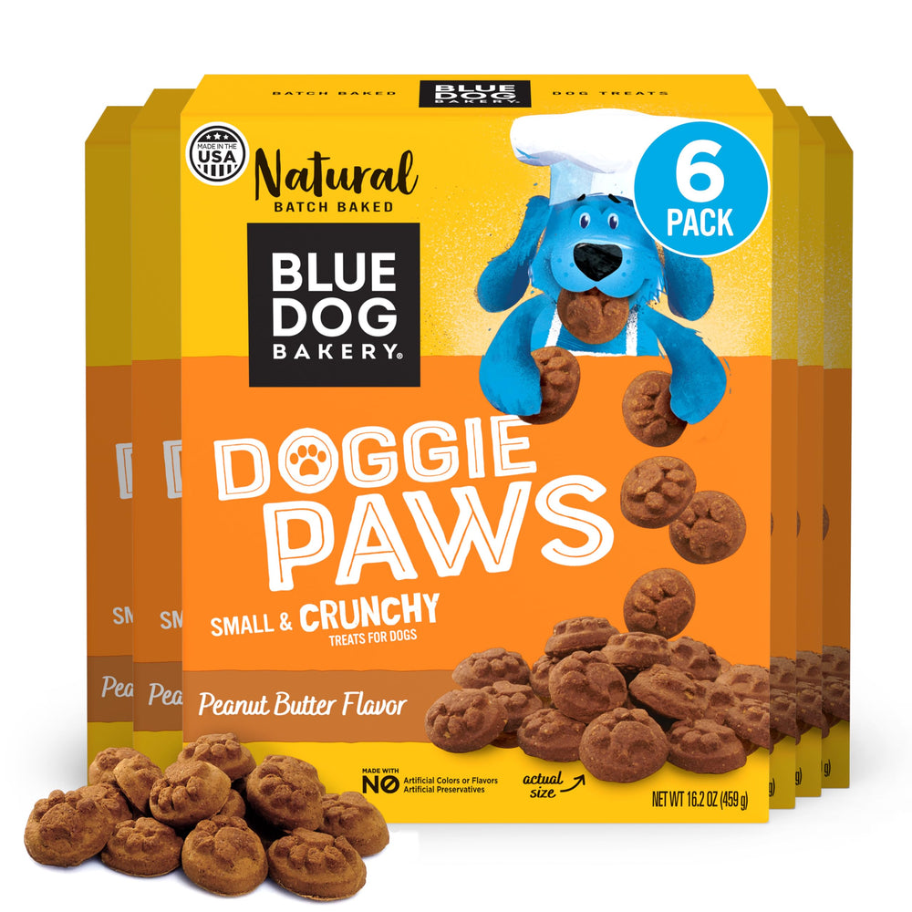 Blue Dog Bakery face du paquet montrant ingrédients naturels et avantage saveur