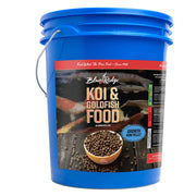 Blue Ridge Koi emballage avant montrant sac 14 lb et bénéfice qualité familiale