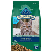 Blue Wilderness emballage avant mettant en valeur le canard et la haute protéine