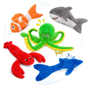 BluPup pack 5 animaux océans face avant montrant couleurs vives et formes, idéal pour diversité de jeu