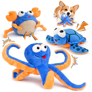BluPup vue avant du pack océanique montrant pieuvre, crabe et tortue pour jeu varié