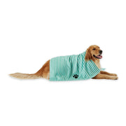 Bone Dry serviette XXL face montrant taille et rayures aqua pour protection