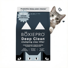 BoxiePro emballage avant montrant sac 28 lb et bénéfice longévité