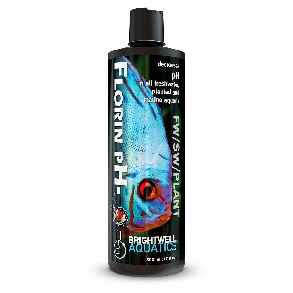 Brightwell Aquatics Florin pH- emballage avant montrant le flacon et l'étiquette, assure dosage sûr