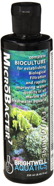 Brightwell Aquatics MicroBacter7 bouteille vue de face utile pour démarrage filtration