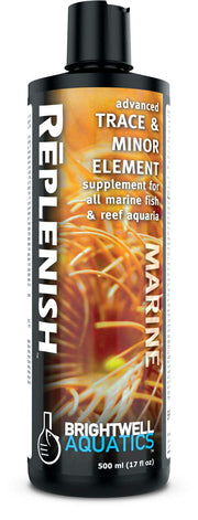 Brightwell Aquatics flacon Rēplenish 500 ml montrant l'emballage et l'information produit, utile pour identification rapide
