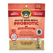 Brutus Bone Broth emballage avant montrant la qualité humaine et appétence