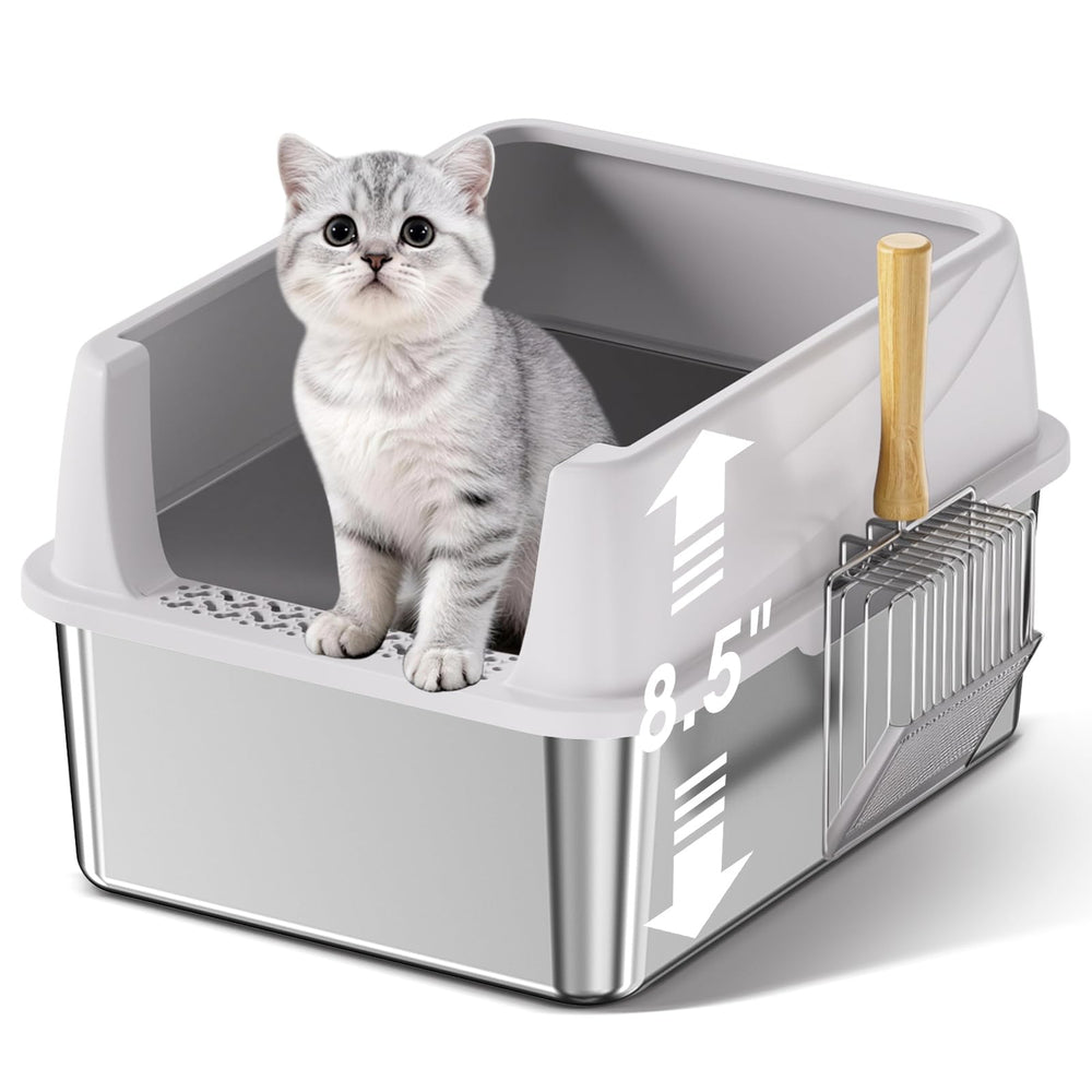 Bsemax bac à litière inox face avant montrant design durable et hygiénique
